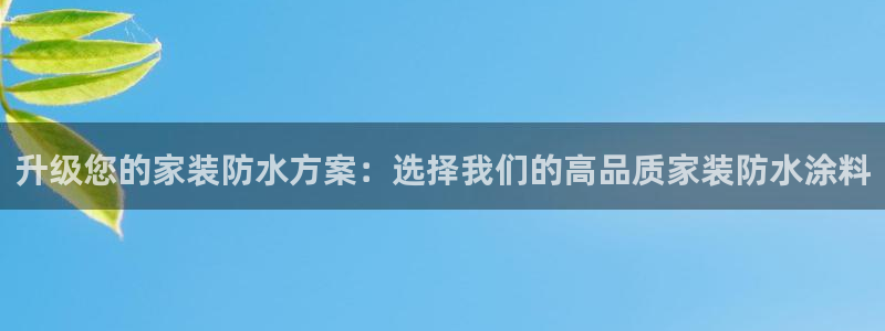 和记pc：升级您的家装防水方案：选择我们的高品质家装防水涂料