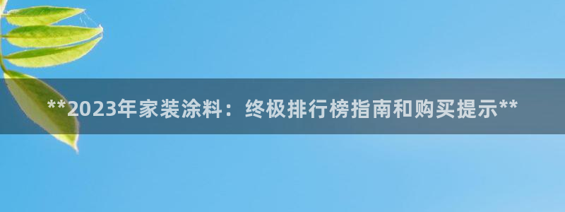 和记官网 公司：**2023年家装涂料：终极排行榜指南和购买提示**